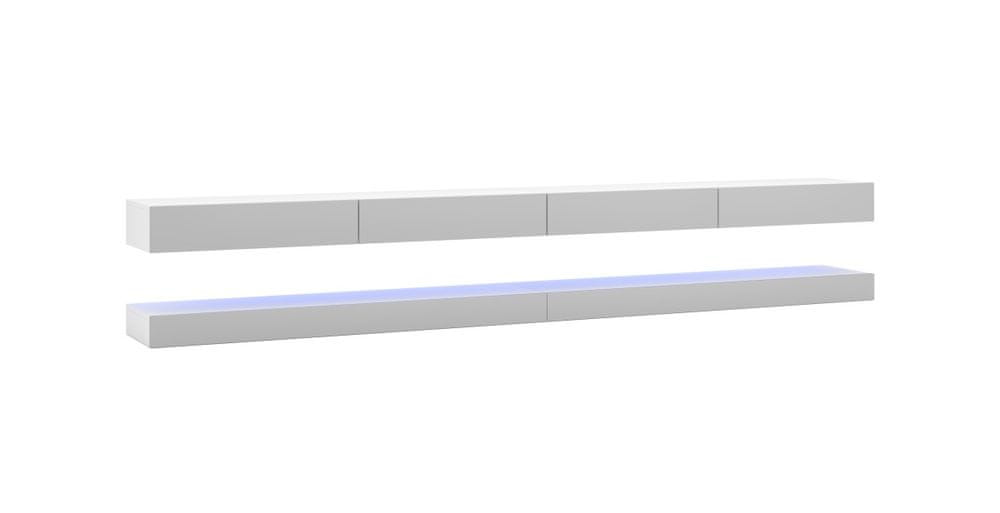 VIVALDI TV stolík Fly s LED osvetlením 280 cm biely mat/sivý lesk